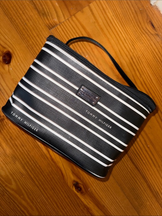 Tommy Hilfiger Handbags - Tommy Hilfiger Black and White Striped Toiletry Bag
